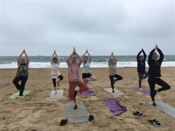 Yoga on the beach Sociology trip